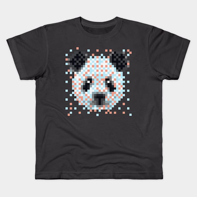 Retro 8bit Pixel Art Panda Bear Kids T-Shirt by Blue Planet Boutique